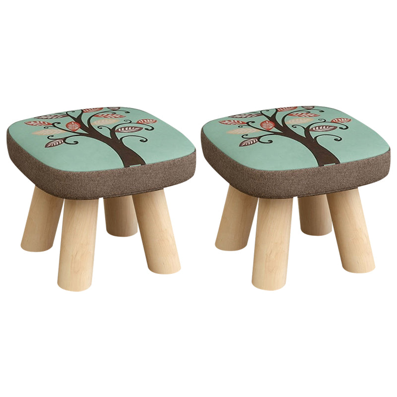 Linen Ottoman Animal Print with Four Legs Scratch Resistant Modern Square Cube Ottoman