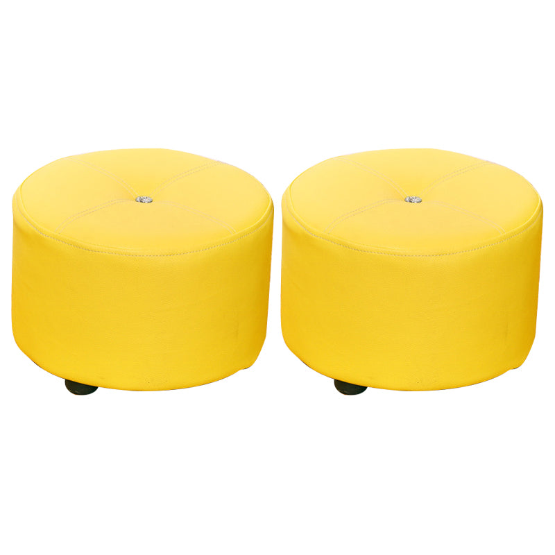 Pure Color Stain Resistant Standard Round Modern Yellow for Living Room