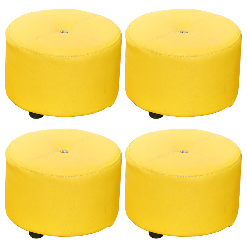 Pure Color Stain Resistant Standard Round Modern Yellow for Living Room