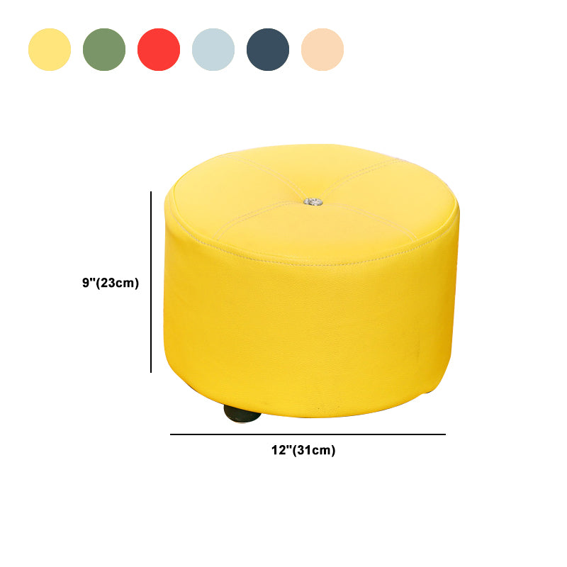 Pure Color Stain Resistant Standard Round Modern Yellow for Living Room