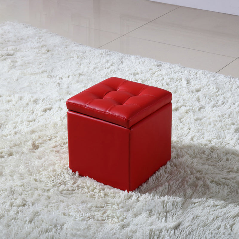 Modern Tufted Ottoman Plain Water Resistant Stain Resistant Leather Ottoman with Storage