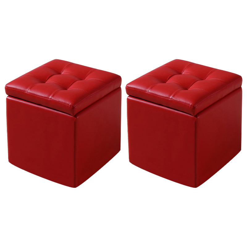 Modern Tufted Ottoman Plain Water Resistant Stain Resistant Leather Ottoman with Storage