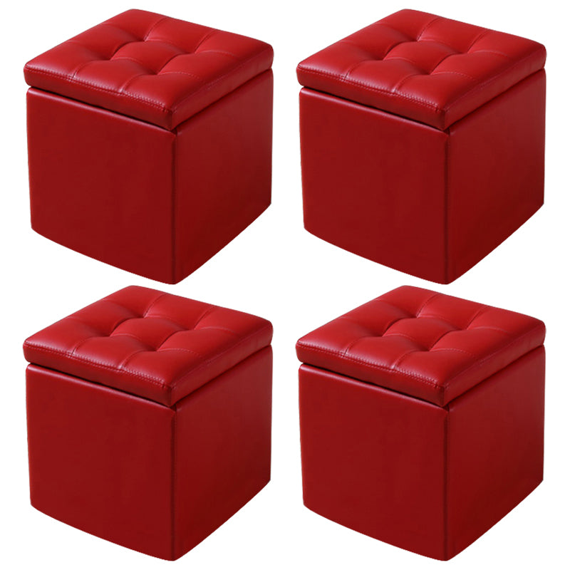 Modern Tufted Ottoman Plain Water Resistant Stain Resistant Leather Ottoman with Storage
