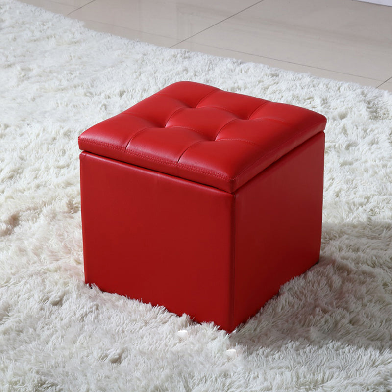 Modern Tufted Ottoman Plain Water Resistant Stain Resistant Leather Ottoman with Storage
