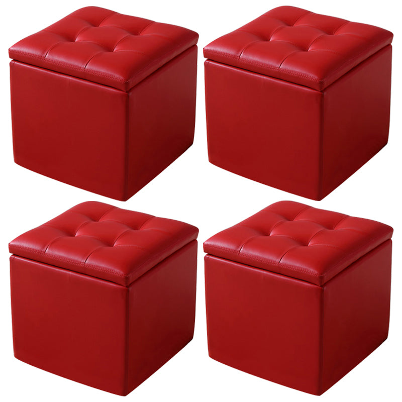 Modern Tufted Ottoman Plain Water Resistant Stain Resistant Leather Ottoman with Storage