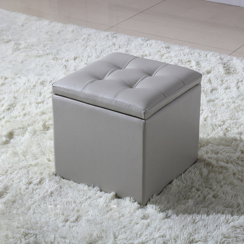 Modern Tufted Ottoman Plain Water Resistant Stain Resistant Leather Ottoman with Storage