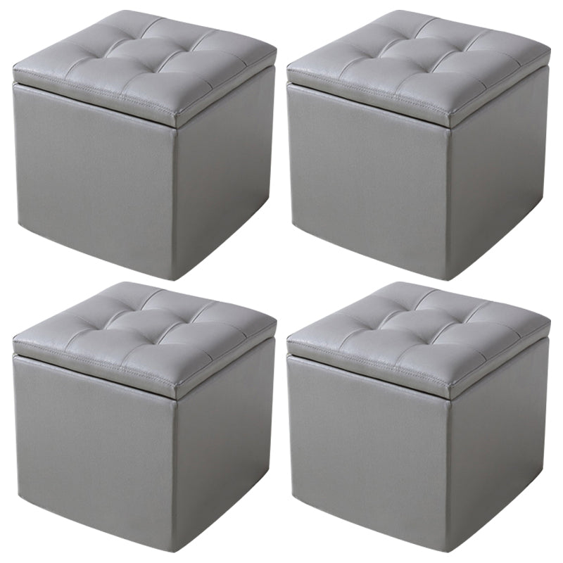 Modern Tufted Ottoman Plain Water Resistant Stain Resistant Leather Ottoman with Storage