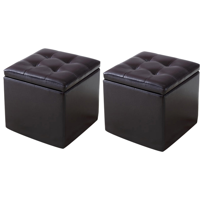 Modern Tufted Ottoman Plain Water Resistant Stain Resistant Leather Ottoman with Storage