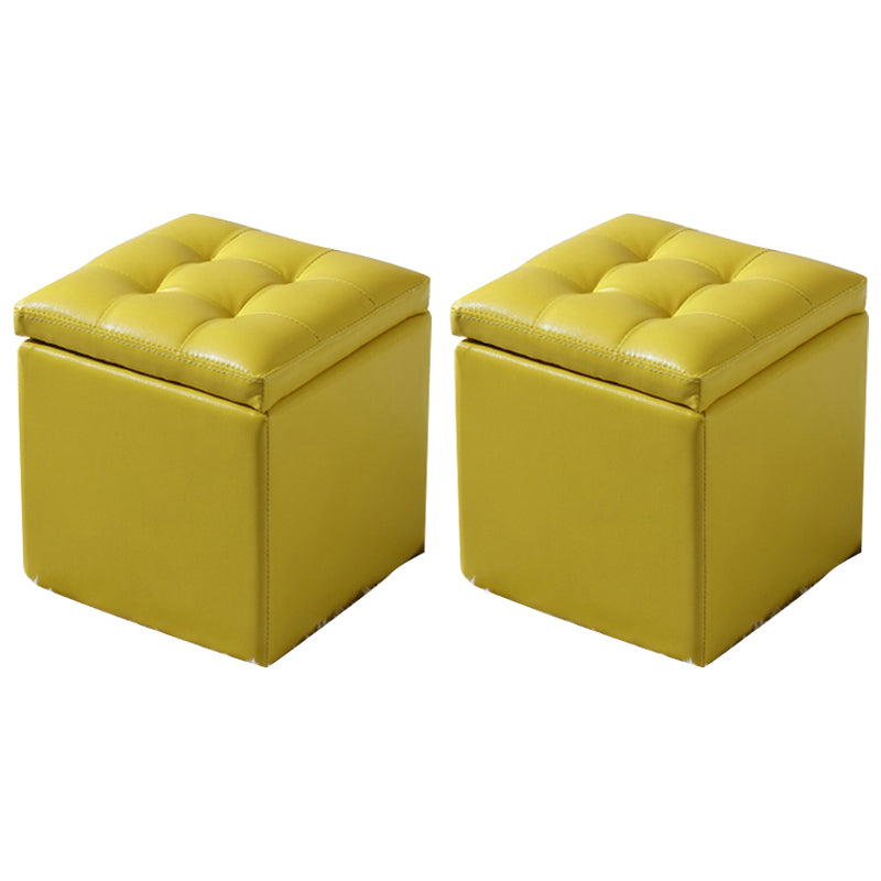 Modern Tufted Ottoman Plain Water Resistant Stain Resistant Leather Ottoman with Storage