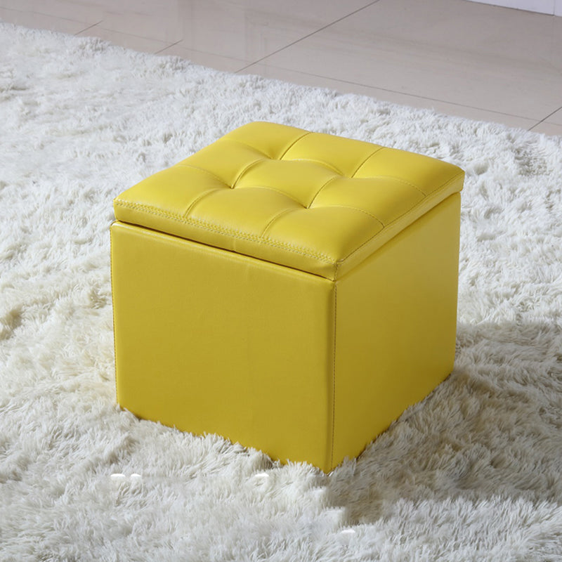 Modern Tufted Ottoman Plain Water Resistant Stain Resistant Leather Ottoman with Storage