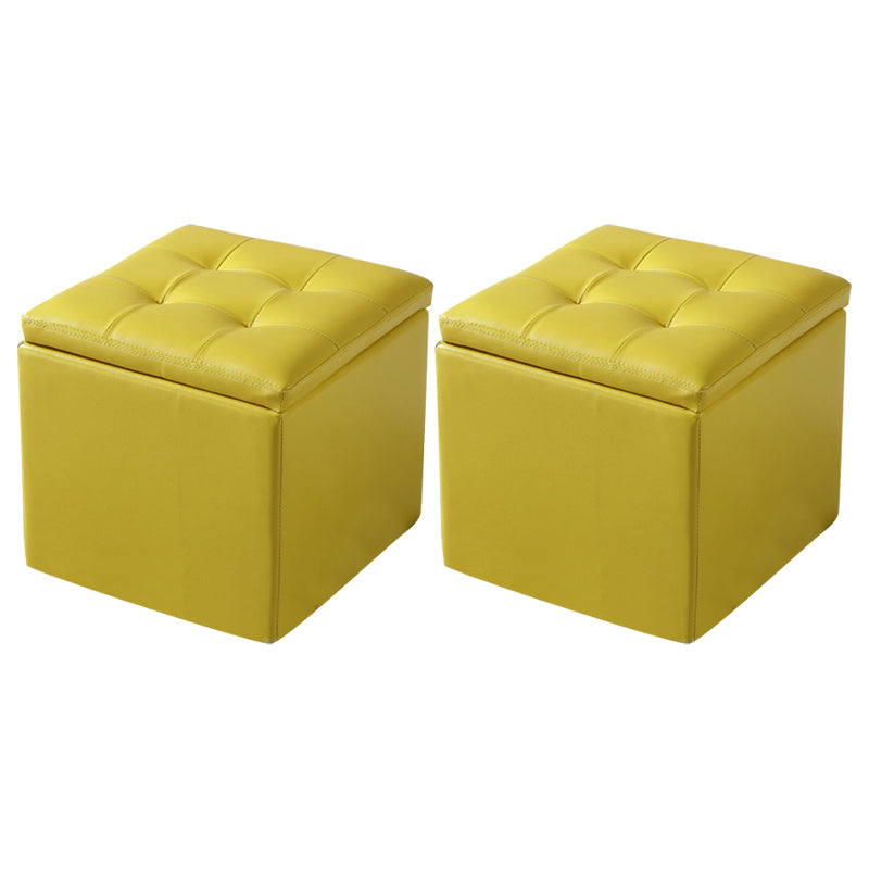 Modern Tufted Ottoman Plain Water Resistant Stain Resistant Leather Ottoman with Storage