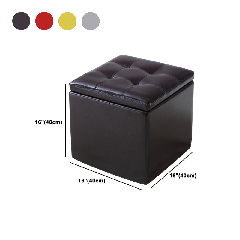 Modern Tufted Ottoman Plain Water Resistant Stain Resistant Leather Ottoman with Storage