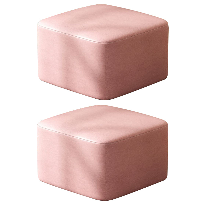 Modern Stain Resistant Standard Round Yellow Leather Ottoman for Living Room