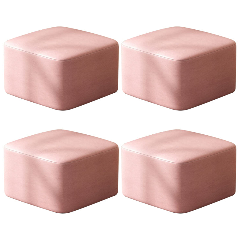 Modern Stain Resistant Standard Round Yellow Leather Ottoman for Living Room