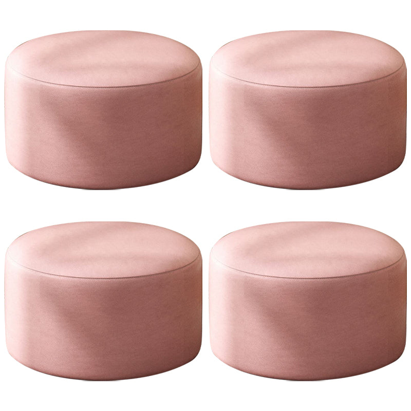 Modern Stain Resistant Standard Round Yellow Leather Ottoman for Living Room