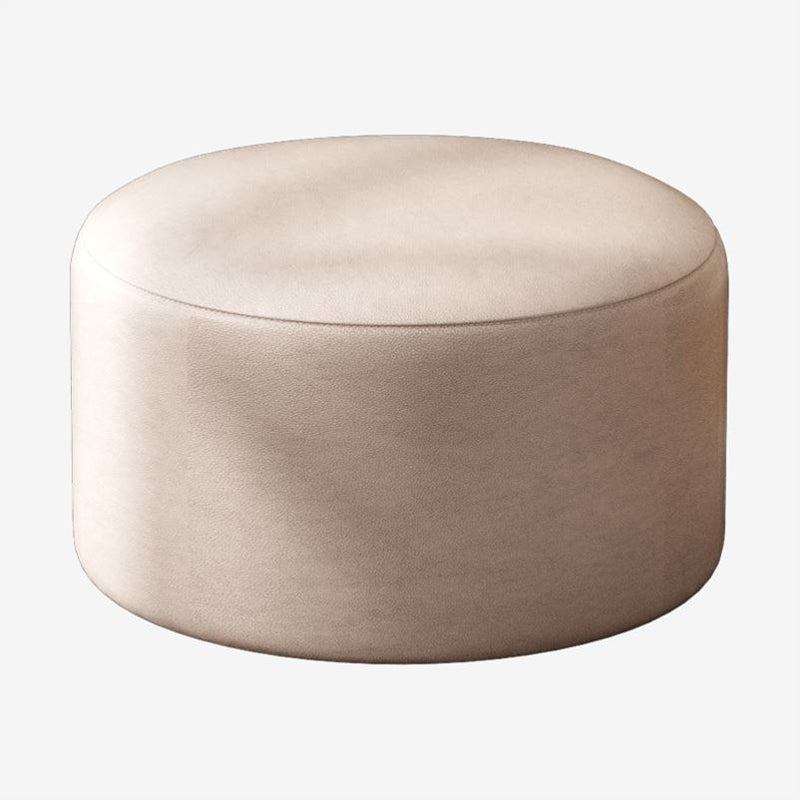 Modern Stain Resistant Standard Round Yellow Leather Ottoman for Living Room