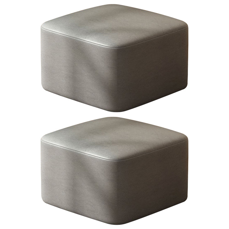 Modern Stain Resistant Standard Round Yellow Leather Ottoman for Living Room