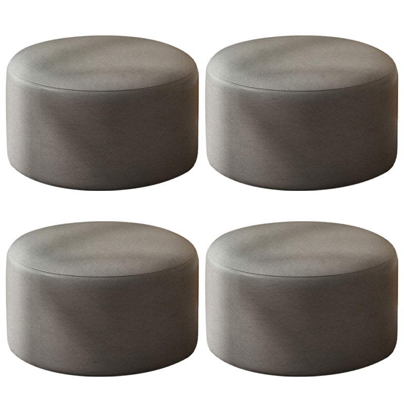 Modern Stain Resistant Standard Round Yellow Leather Ottoman for Living Room