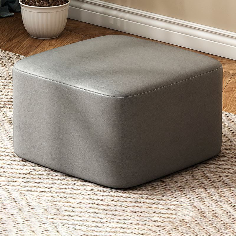 Modern Stain Resistant Standard Round Yellow Leather Ottoman for Living Room