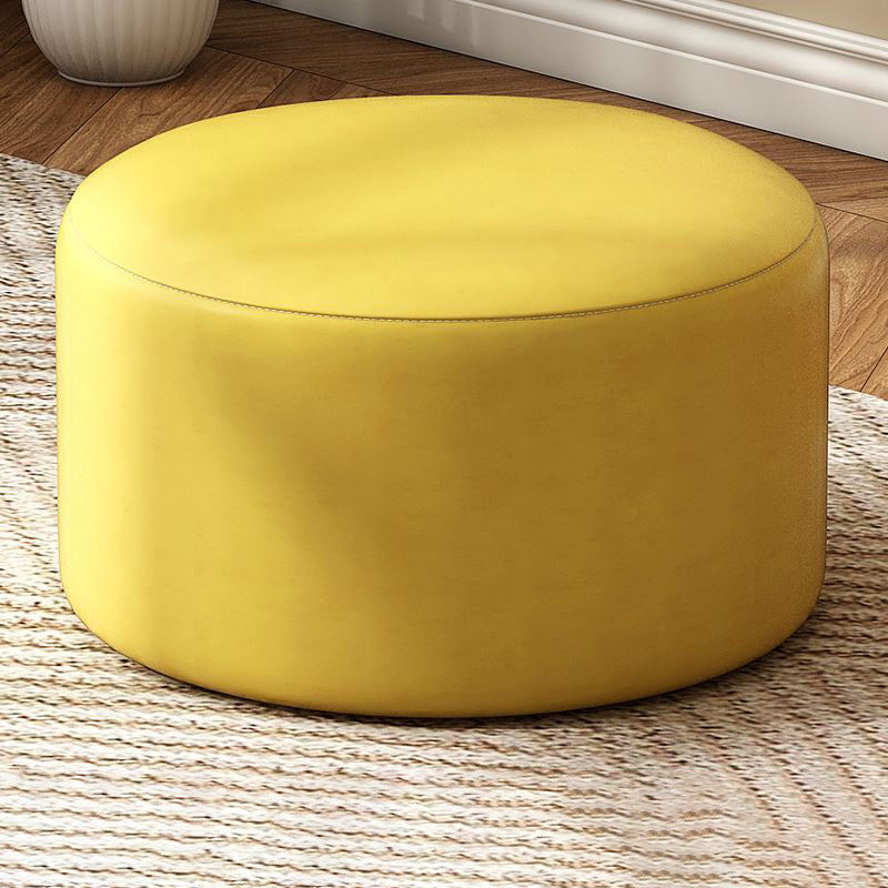 Modern Stain Resistant Standard Round Yellow Leather Ottoman for Living Room