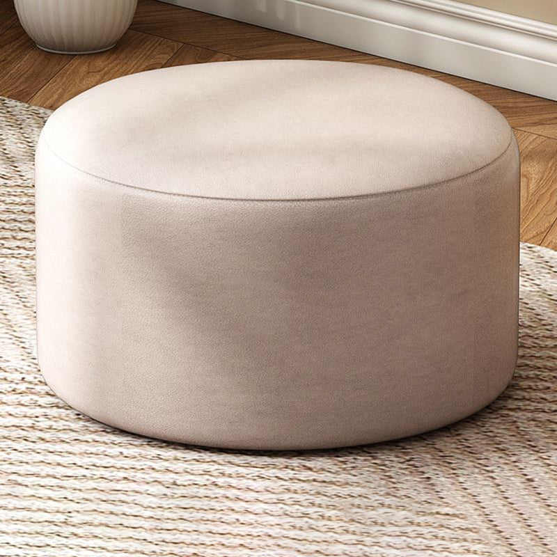 Modern Stain Resistant Standard Round Yellow Leather Ottoman for Living Room