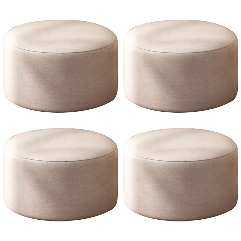 Modern Stain Resistant Standard Round Yellow Leather Ottoman for Living Room