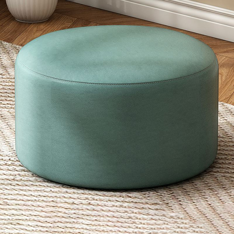 Modern Stain Resistant Standard Round Yellow Leather Ottoman for Living Room