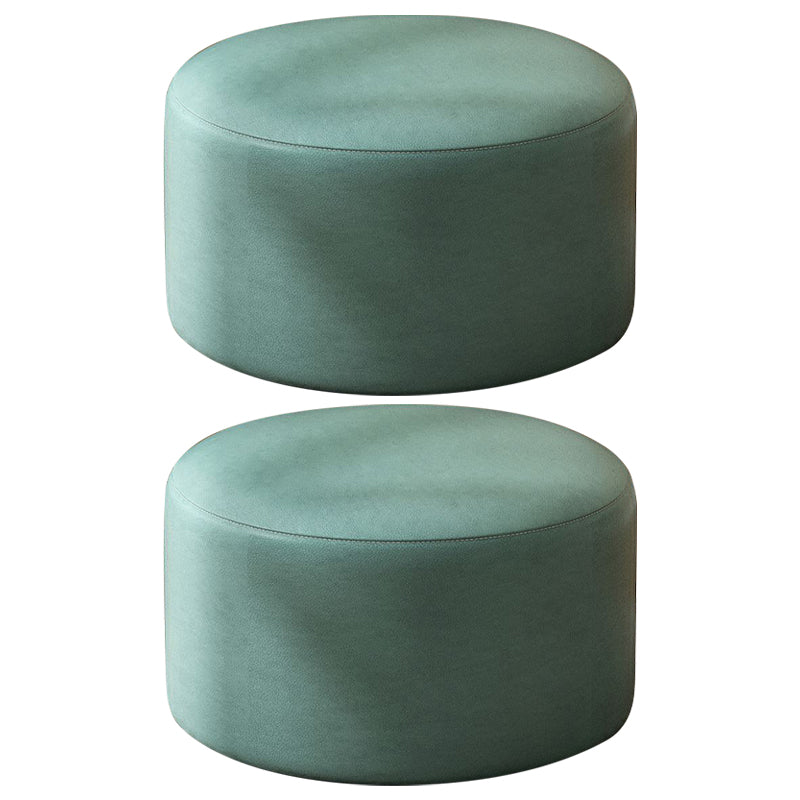 Modern Stain Resistant Standard Round Yellow Leather Ottoman for Living Room