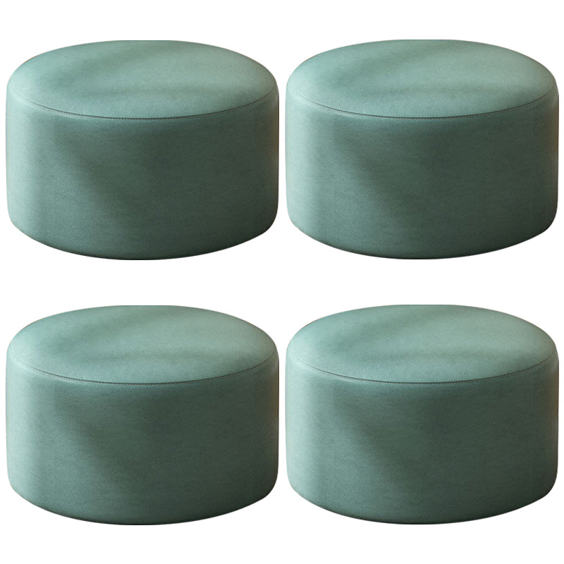 Modern Stain Resistant Standard Round Yellow Leather Ottoman for Living Room