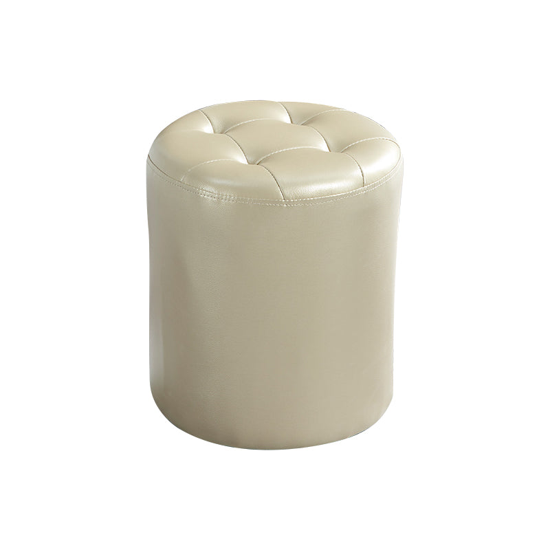 Modern Ottoman Water Resistant Tufted Leather Round Foot Stool Ottoman