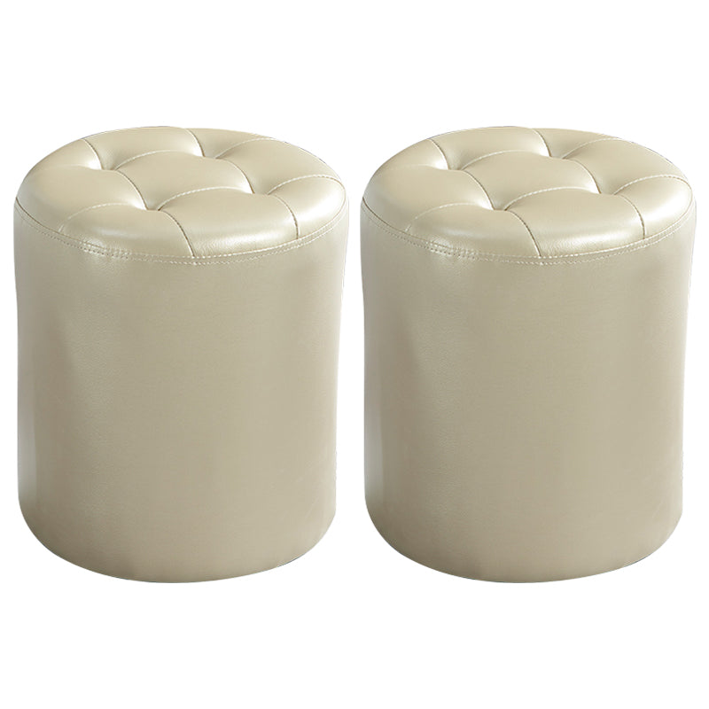 Modern Ottoman Water Resistant Tufted Leather Round Foot Stool Ottoman