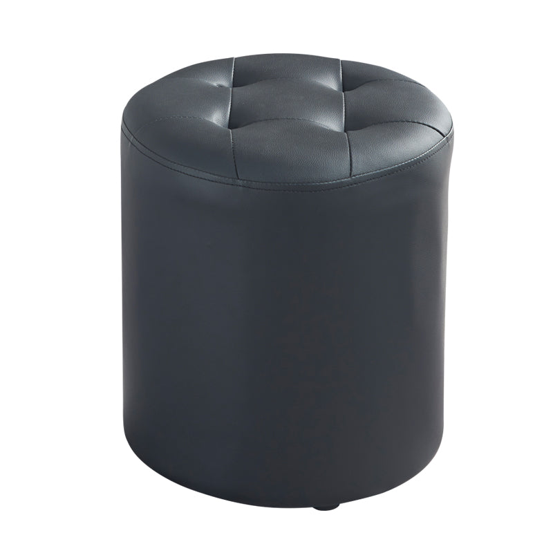 Modern Ottoman Water Resistant Tufted Leather Round Foot Stool Ottoman