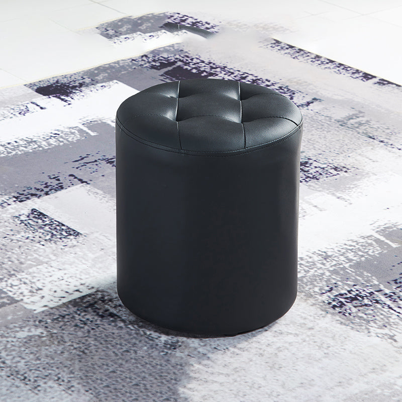 Modern Ottoman Water Resistant Tufted Leather Round Foot Stool Ottoman