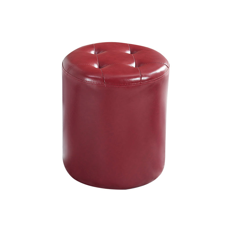 Modern Ottoman Water Resistant Tufted Leather Round Foot Stool Ottoman