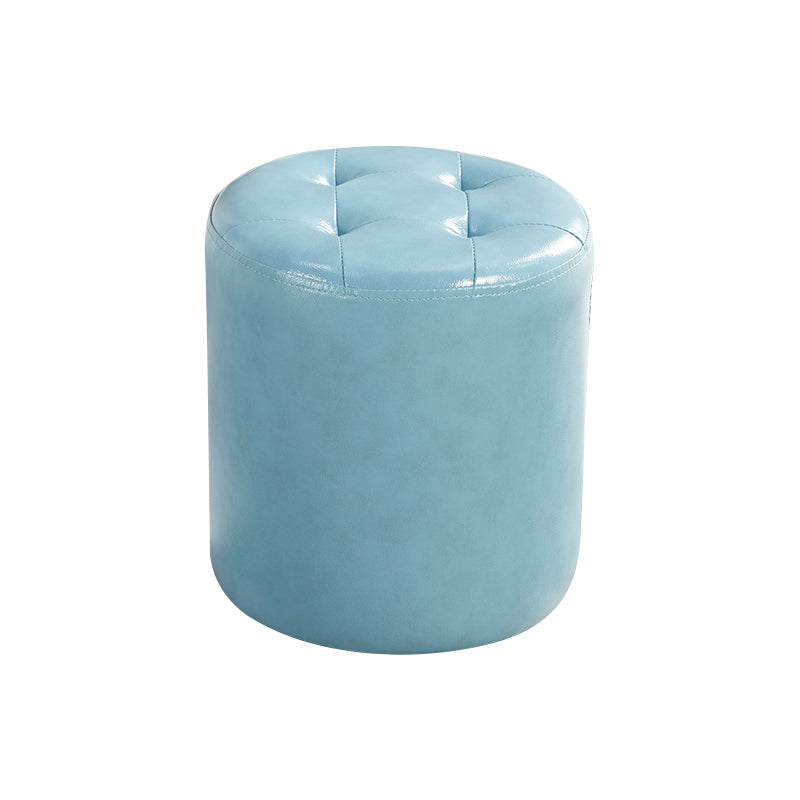 Modern Ottoman Water Resistant Tufted Leather Round Foot Stool Ottoman