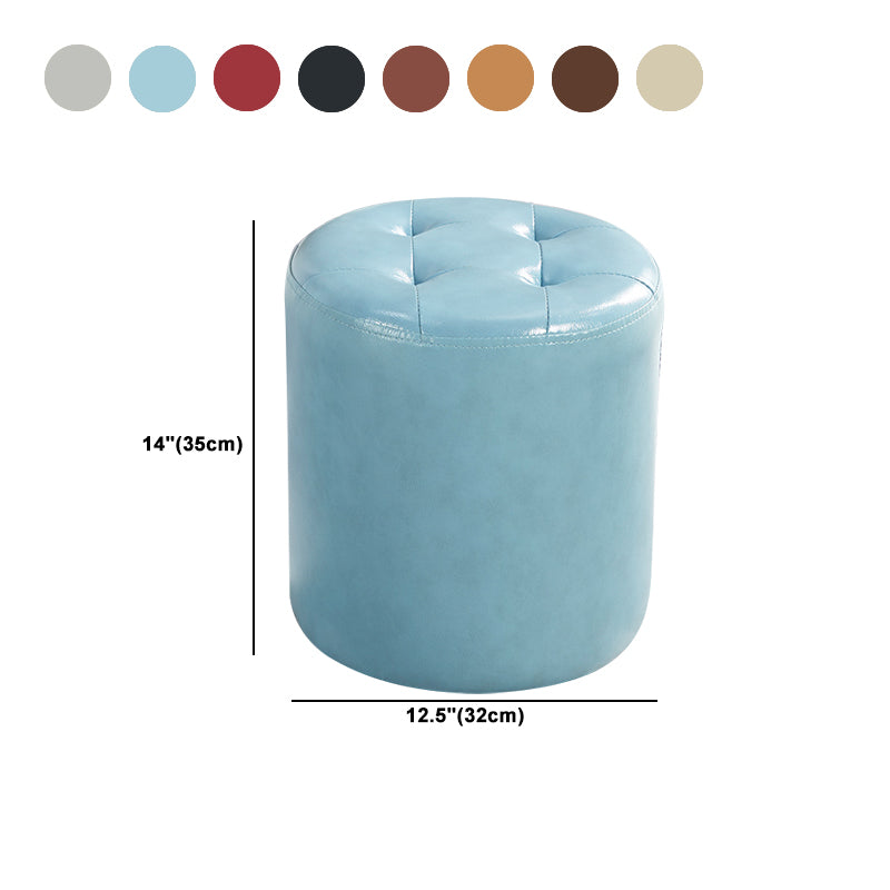 Modern Ottoman Water Resistant Tufted Leather Round Foot Stool Ottoman
