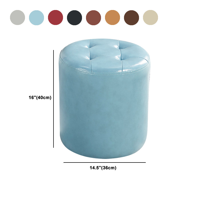 Modern Ottoman Water Resistant Tufted Leather Round Foot Stool Ottoman