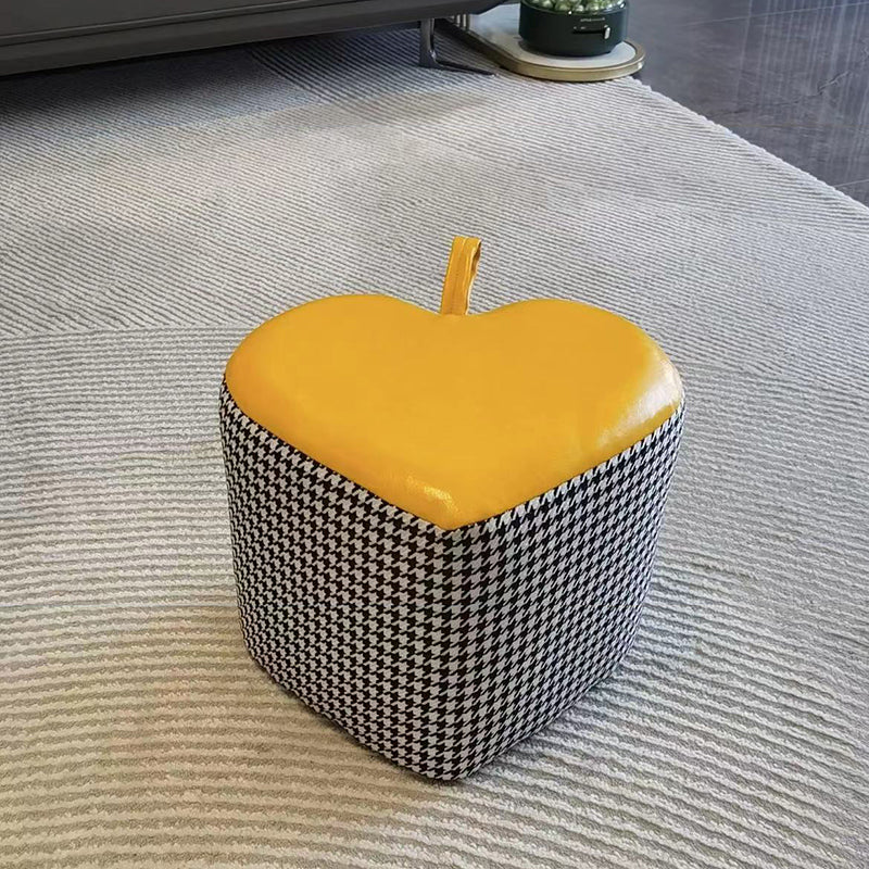 Ottoman Faux Leather Modern Specialty Water Resistant Houndstooth Pattern Ottoman