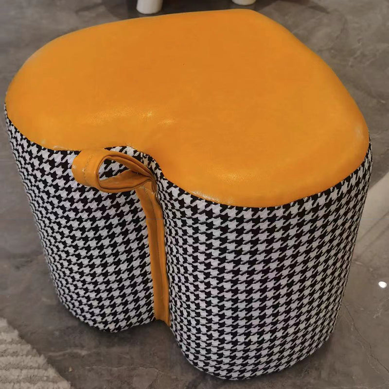 Ottoman Faux Leather Modern Specialty Water Resistant Houndstooth Pattern Ottoman