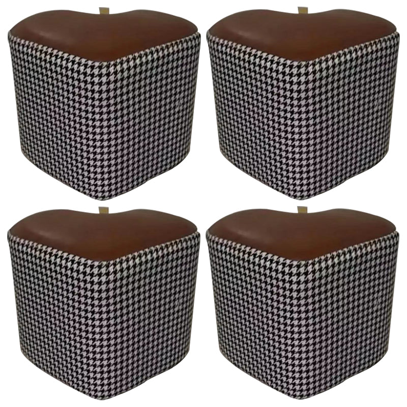 Ottoman Faux Leather Modern Specialty Water Resistant Houndstooth Pattern Ottoman