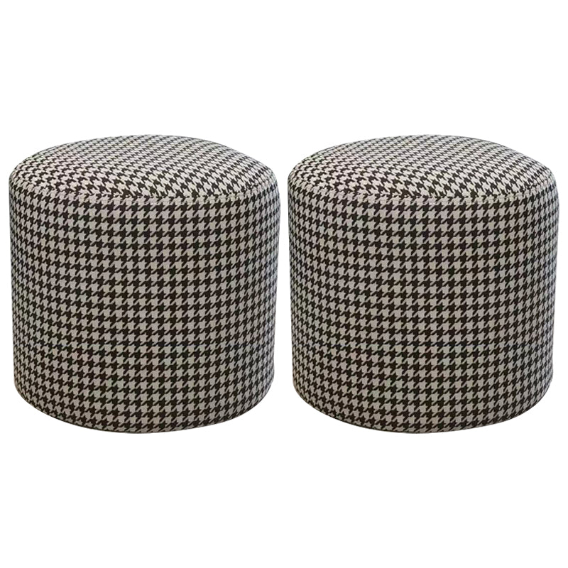 Ottoman Faux Leather Modern Specialty Water Resistant Houndstooth Pattern Ottoman