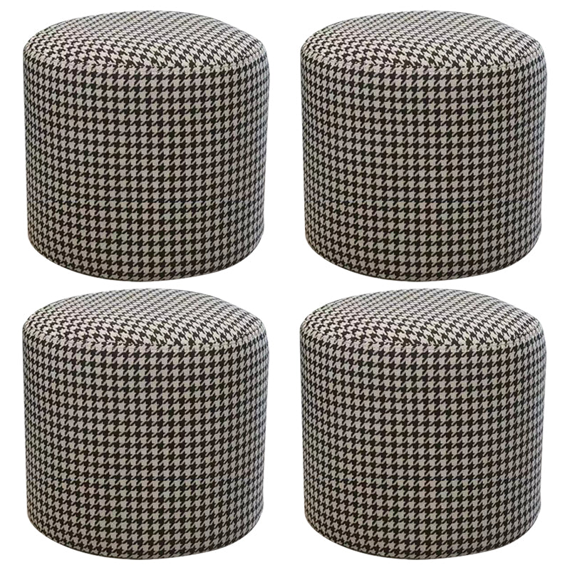 Ottoman Faux Leather Modern Specialty Water Resistant Houndstooth Pattern Ottoman