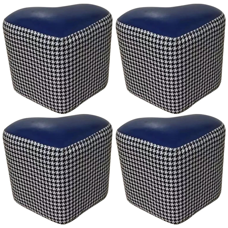 Ottoman Faux Leather Modern Specialty Water Resistant Houndstooth Pattern Ottoman