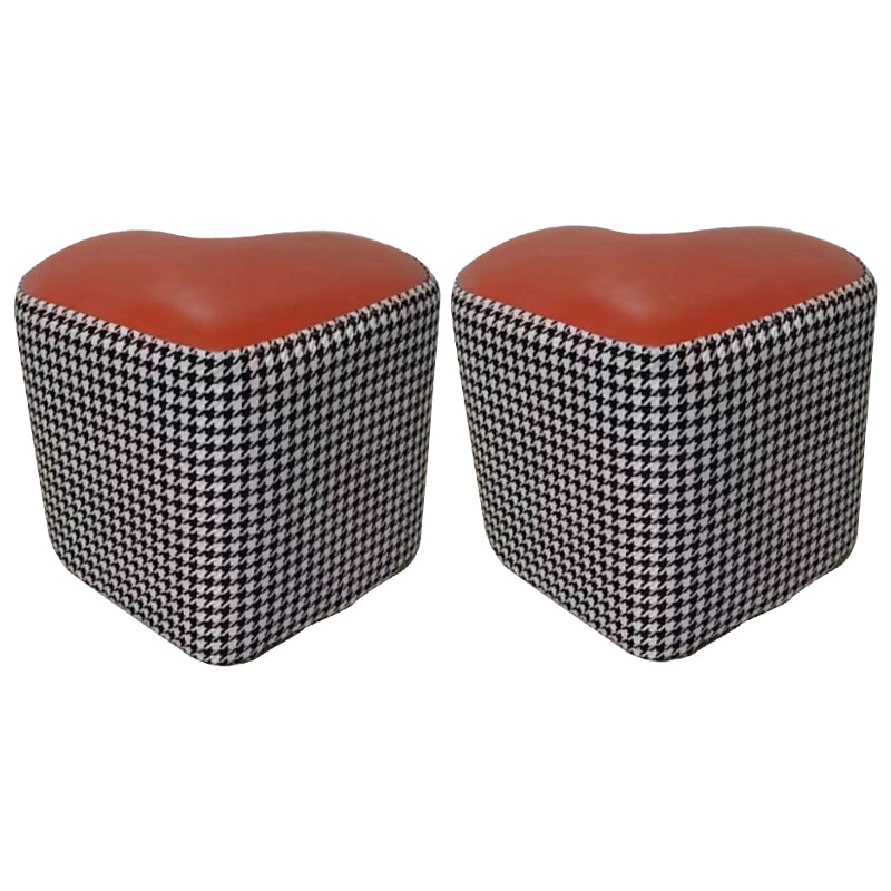 Ottoman Faux Leather Modern Specialty Water Resistant Houndstooth Pattern Ottoman