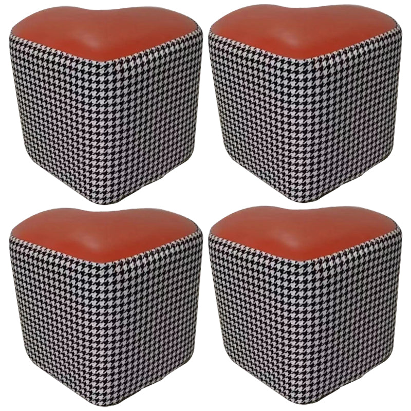 Ottoman Faux Leather Modern Specialty Water Resistant Houndstooth Pattern Ottoman