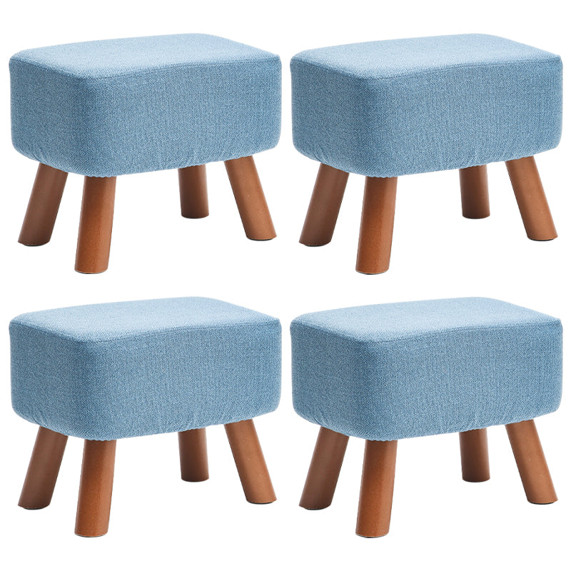 Solid Color Tear Resistant Ottoman Modern Blue Standard for Home Drawing Room