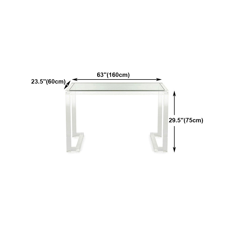 Modern Rectangular Bedroom Desk Glass Top Office Desk Home Writing Desk