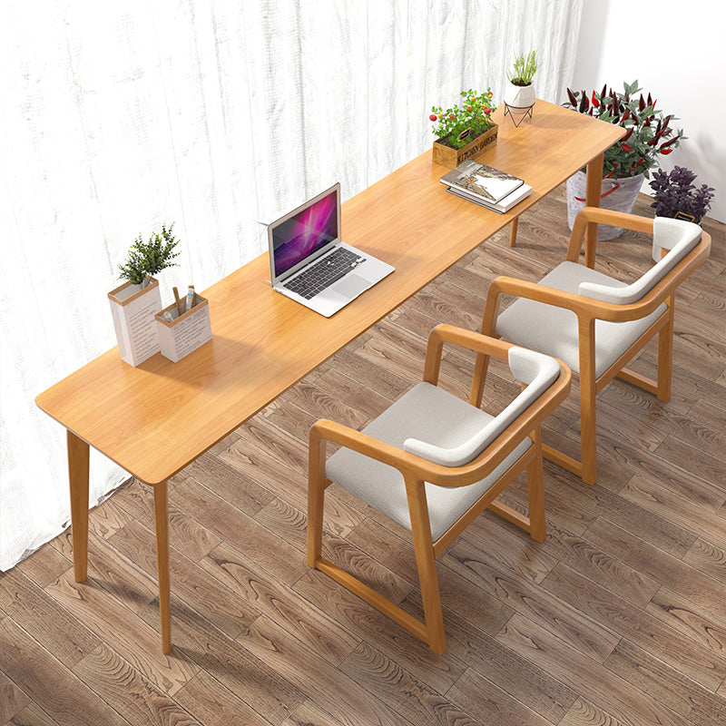 Modern Style Office Desk Curved Solid Wood Parsons Desk for Home