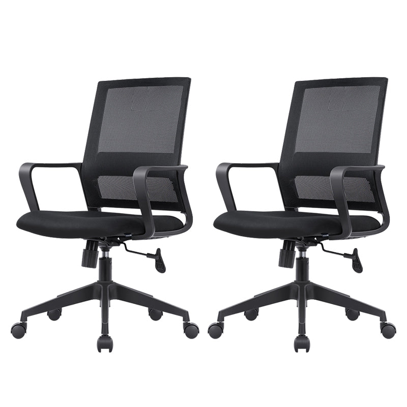 Modern Desk Chair Mid-Back Home Office Chair in Black No Distressing