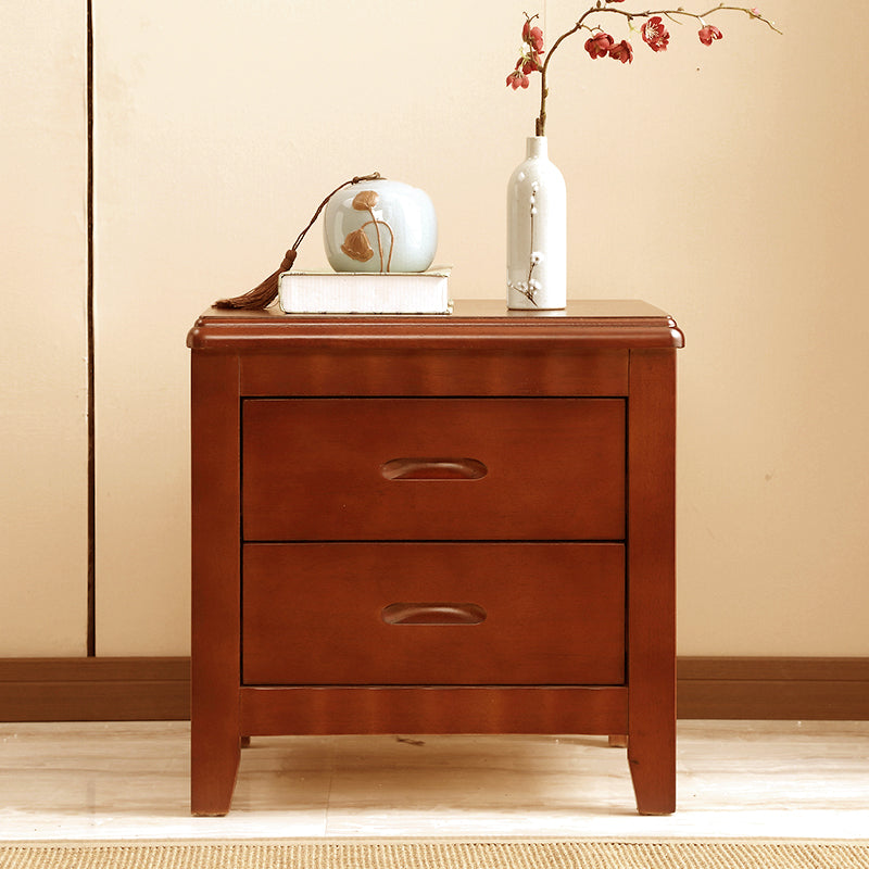 Modern Solid Wood Nightstand 2-Drawer Storage Oak 20 Inch H Night Table with Legs